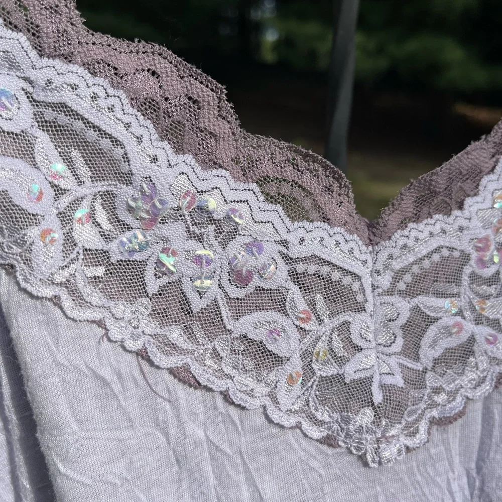 Y2K Vol. 1 Lace Sequin Cami Tank Top Purple Size XL Girly Fairy Whimsy - Picture 4 of 13